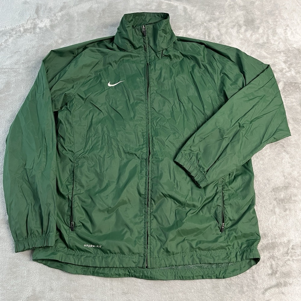 Nike Storm-FIT Womens XL Green Full Zip Windbreaker Jacket Mesh Lined Training